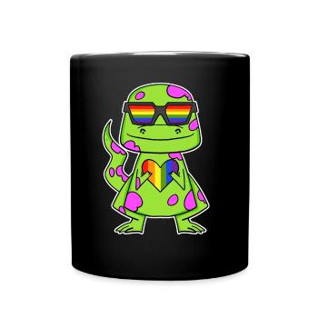 Dino Rainbow Heart Dinosaur - Full Colour Mug - black - Front