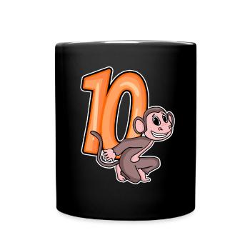 10 Geburtstag 10 Jahre alt mit Tier Motiv - zehn - Tasse einfarbig - Schwarz - Vorne