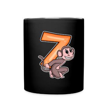 7 birthday 7 years old with animal motif - seven - Full Colour Mug - black - Front