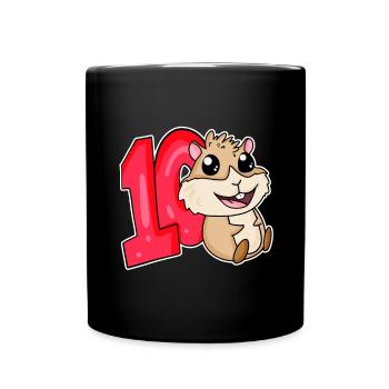 10 Geburtstag 10 Jahre alt mit Tier Motiv - zehn - Tasse einfarbig - Schwarz - Vorne