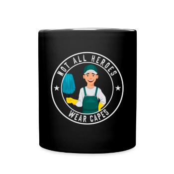 Putzfrau Spruch Reinigungskraft Putzfee - Tasse einfarbig - Schwarz - Vorne