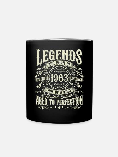 Vintage Born 1963 Legends Vintage Birthday - Full Colour Mug - black
