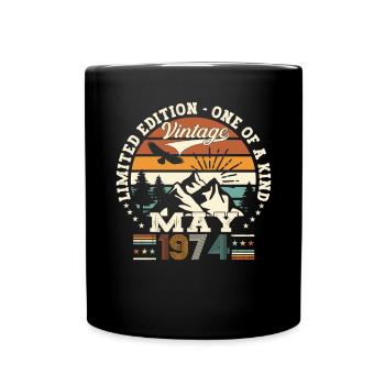 49th Birthday Man May Vintage 1974 Vintage - Full Colour Mug - black - Front