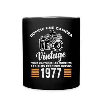 Caméra vintage 1977 cadeau anniversaire humour - Mug uni - noir - Devant