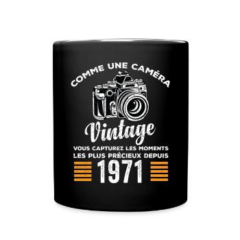 Caméra vintage 1971 cadeau anniversaire humour - Mug uni - noir - Devant