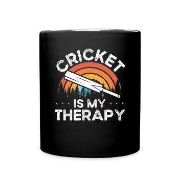 Cricket Ist Meine Therapie - Tasse einfarbig - Schwarz - Vorne