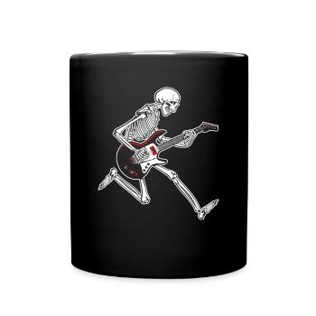 Skeleton Guitar Halloween Music Musician Guitarist - Full Colour Mug - black - Front