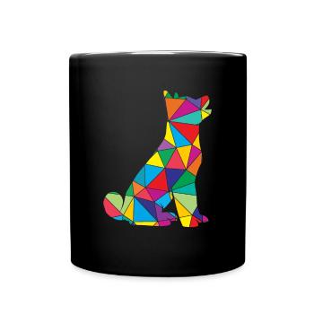 Hund Polygon Dog Hündchen Hunde - Tasse einfarbig - Schwarz - Vorne