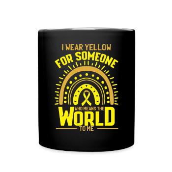 Yellow Ribbon Sarcoma Cancer Support - Full Colour Mug - black - Front