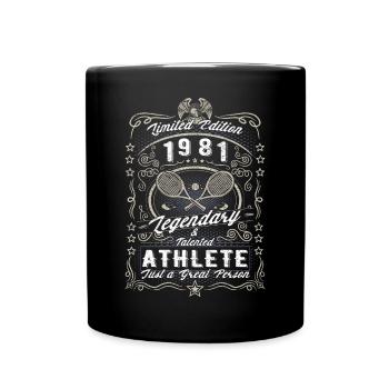 Vintage 1981 Tennis Anniversaire Cadeau Hobby - Mug uni - noir - Devant