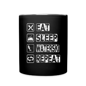Eat Sleep Waterski Repeat - Full Colour Mug - black - Front