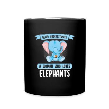 Ne sous-estimez jamais une femme qui aime les éléphants - Mug uni - noir - Devant