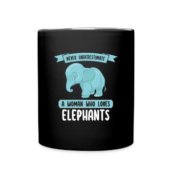 Ne sous-estimez jamais une femme qui aime les éléphants - Mug uni - noir - Devant