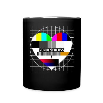 Testbild Herz Sendeschluss 90er Party 80er Jahre - Tasse einfarbig - Schwarz - Vorne