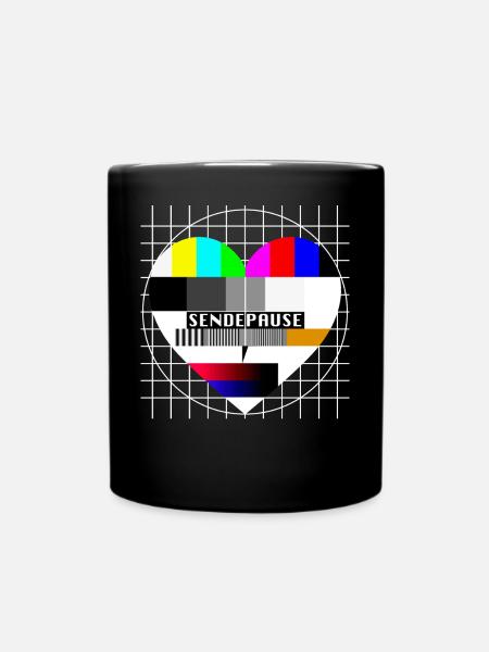 Testbild Herz Sendepause TV 90er Party 80er Jahre - Tasse einfarbig - Schwarz