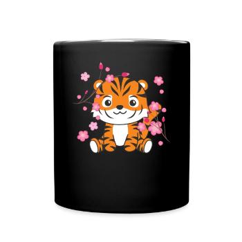 Tigre animaux mignons pour enfants kawaii - Mug uni - noir - Devant