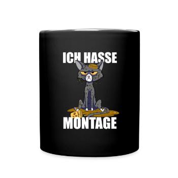 Ich hasse Montage Katze Spruch typischer Wochentag - Tasse einfarbig - Schwarz - Vorne