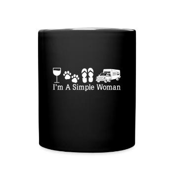 I'm A Simple Woman Like Flip Flop Dogs Beer Campin - Full Colour Mug - black - Front