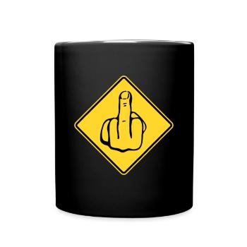 Middle Finger Gift Flipping The Bird Rude Insult S - Full Colour Mug - black - Front