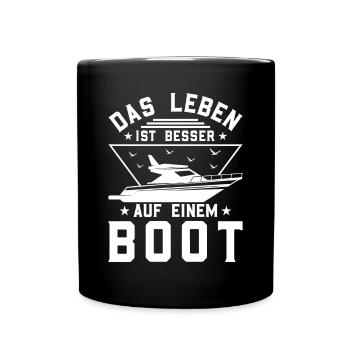 Das Leben ist besser auf einem Boot - Skipper - Tasse einfarbig - Schwarz - Vorne