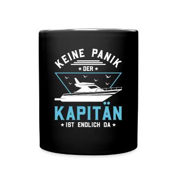 Keine Panik Der Kapitän ist Da - Anker Skipper - Tasse einfarbig - Schwarz - Vorne
