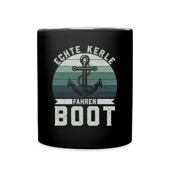 Retro Echte Kerle fahren Boot - Anker Skipper - Tasse einfarbig - Schwarz - Vorne