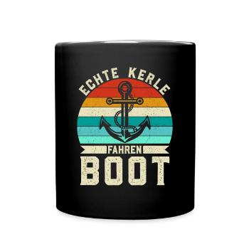 Retro Echte Kerle fahren Boot - Anker Skipper - Tasse einfarbig - Schwarz - Vorne