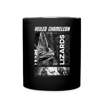 Verschleiertes Chamäleon Modern Streetwear Reptilienhüter - Tasse einfarbig - Schwarz - Vorne