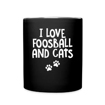 I Love Foosball And Cats Table Soccer Lover Paws - Full Colour Mug - black - Front