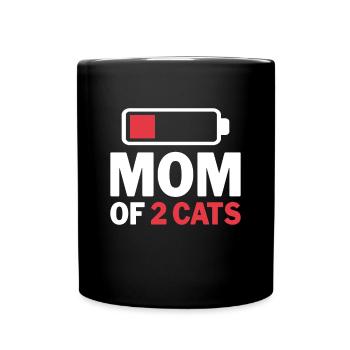 Mom of 2 Cats - Empty Battery Cat Mom - Full Colour Mug - black - Front