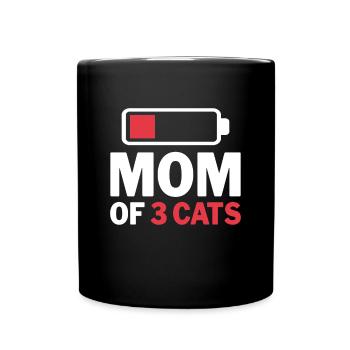 Mom of 3 Cats - Empty Battery Cat Mom - Full Colour Mug - black - Front