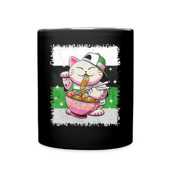 Demiromantic Pride Flag Japanese Ramen Kat - Full Colour Mug - black - Front