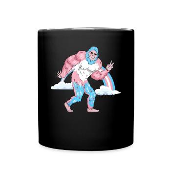 Transgender Stolz Trans Flagge Regenbogen Bigfoot - Tasse einfarbig - Schwarz - Vorne