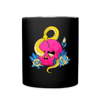 Pansexual Pride Pan Flag Skull Snakes Pink - Full Colour Mug - black - Front