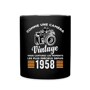 Caméra vintage 1958 cadeau anniversaire humour - Mug uni - noir - Devant