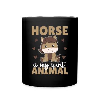 Horse is my spirit animal - süßes Pferd - Full Colour Mug - black - Front