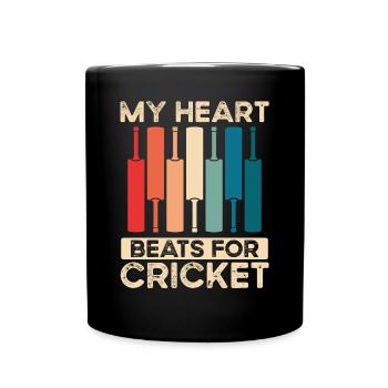 Mon cœur bat pour le cricket - Mug uni - noir - Devant