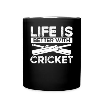 Das Leben Ist Besser Mit Cricket - Tasse einfarbig - Schwarz - Vorne