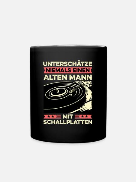 Unterschätze Niemals Alten Mann Schallplatten - Tasse einfarbig - Schwarz