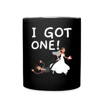 Bride And Groom Wedding Day Marriage Just Married - Full Colour Mug - black - Front