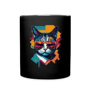 Retro Cool Cat: Vintage Vibes and Feline Flair - Tasse einfarbig - Schwarz - Vorne