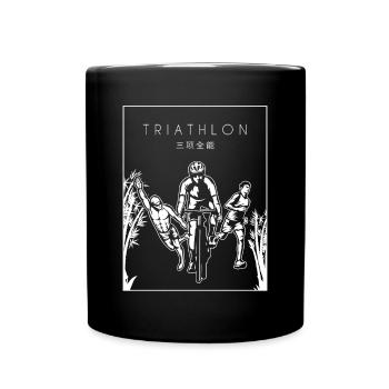 Triathlon Chinese Hanzi Training Triathlonrad - Tasse einfarbig - Schwarz - Vorne