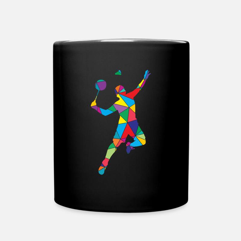 Shuttlecock Polygon Badminton - Full Colour Mug - black