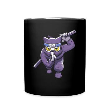 Cat Ninja Japan Kitsune Style Japanese Samurai - Full Colour Mug - black - Front