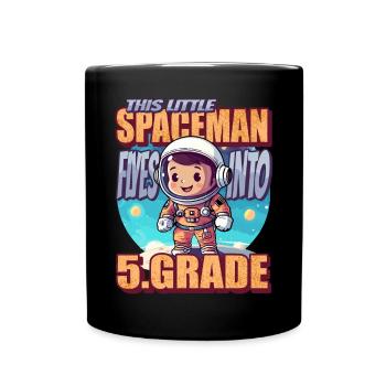 This little astronaut flies into the fifth - Full Colour Mug - black - Front