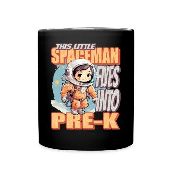 This little astronaut flies to preschool - Full Colour Mug - black - Front