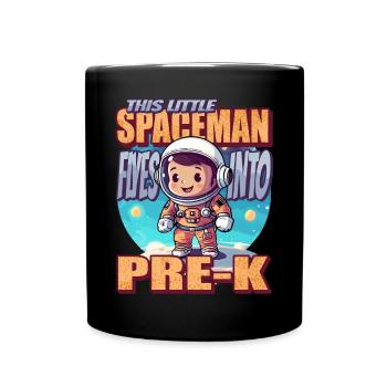 This little astronaut flies to preschool - Full Colour Mug - black - Front