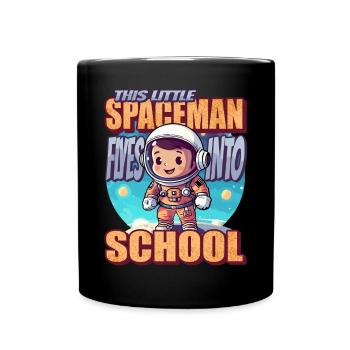 Dieser Kleine Raumfahrer Fliegt In Die Schule - Tasse einfarbig - Schwarz - Vorne