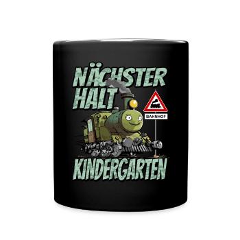 Nächste Haltestelle Kindergarten - Kids Lokomotive - Tasse einfarbig - Schwarz - Vorne