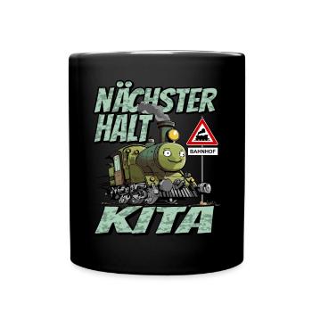 Nächste Haltestelle Kita - Kids Lokomotive - Tasse einfarbig - Schwarz - Vorne